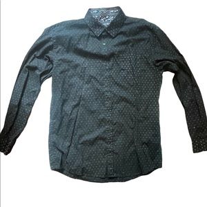 Coastal long sleeve button up shirt black with white dots XL